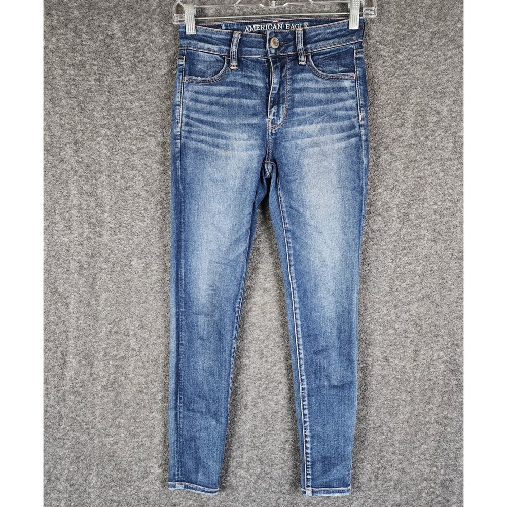 American Eagle Jeggings Womens 0 Super Stretch X Hi-Rise Blue Denim EUC